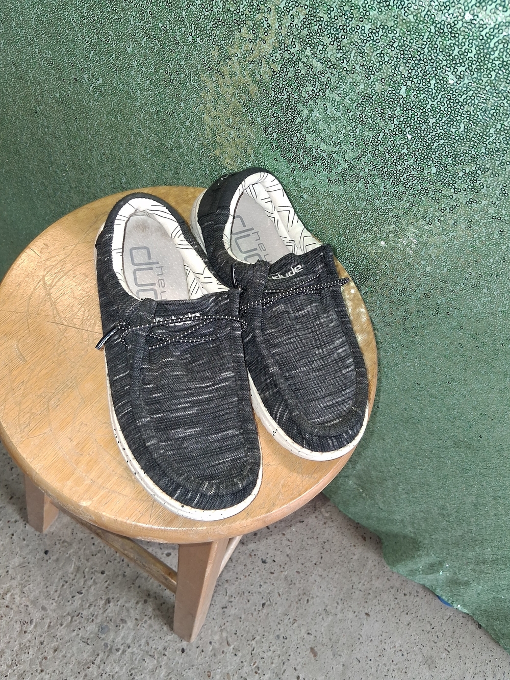 Hey Dude Black Canvas Kids Slip-On Sneakers